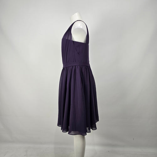 Alfred Angelo Eggplant One Shoulder Chiffon Bridesmaid Dress Women's Formal Size 16
