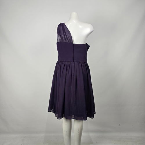 Alfred Angelo Eggplant One Shoulder Chiffon Bridesmaid Dress Women's Formal Size 16
