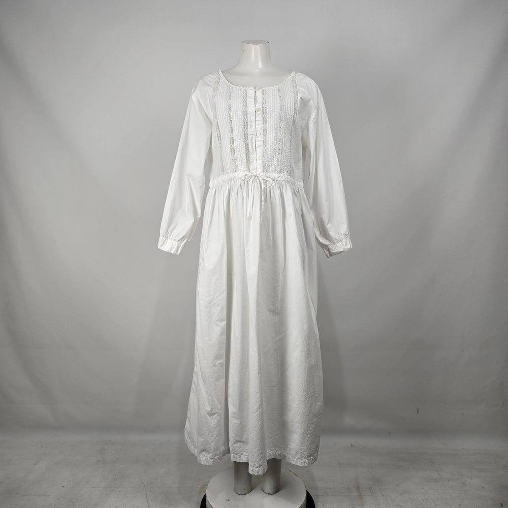 Vintage Higher State White Prairie Cottagecore Cotton Lace Dress Size L