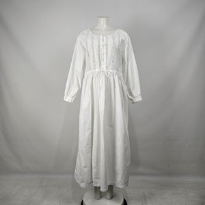 Vintage Higher State White Prairie Cottagecore Cotton Lace Dress Size L