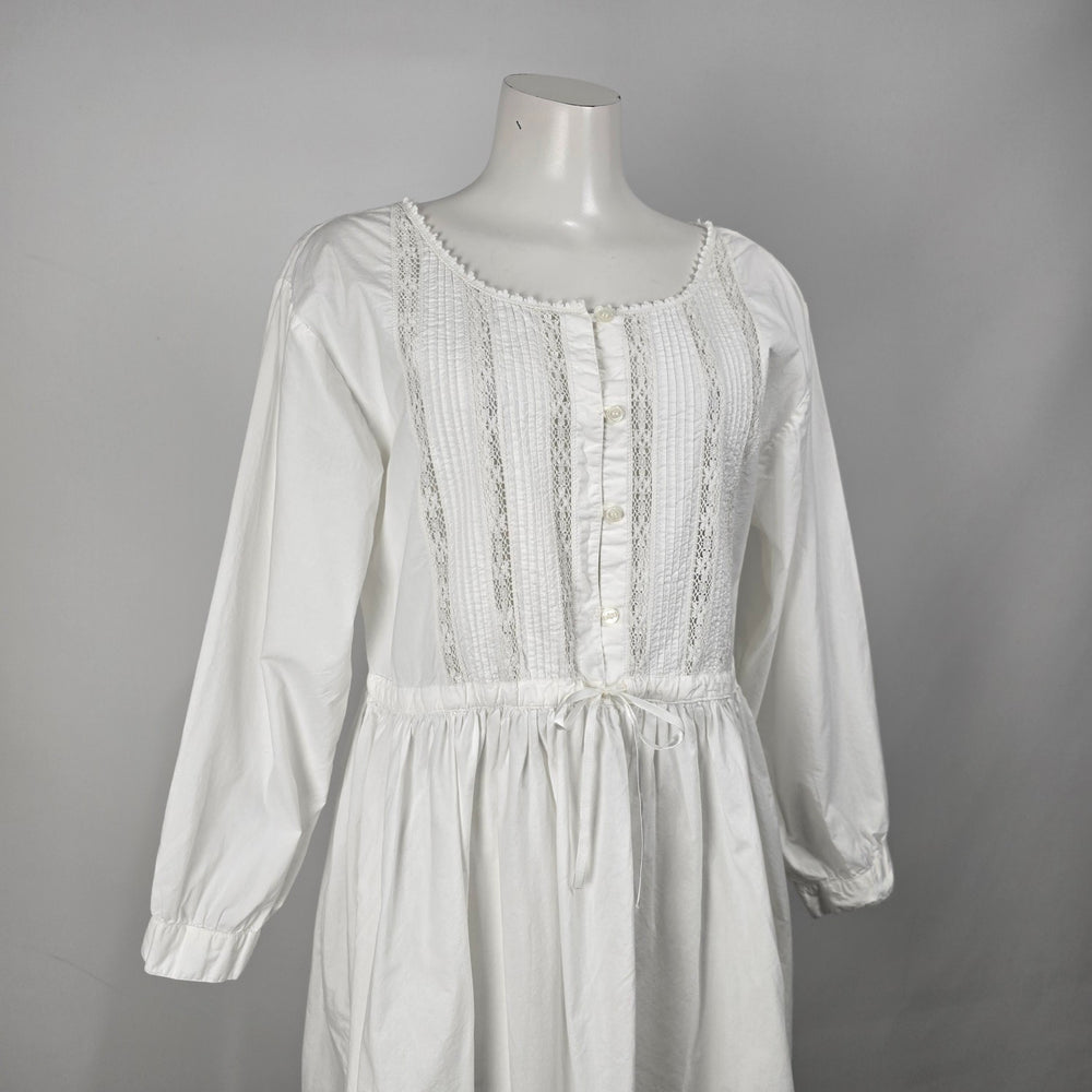 Vintage Higher State White Prairie Cottagecore Cotton Lace Dress Size L