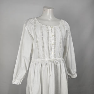 Vintage Higher State White Prairie Cottagecore Cotton Lace Dress Size L