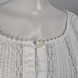 Vintage Higher State White Prairie Cottagecore Cotton Lace Dress Size L