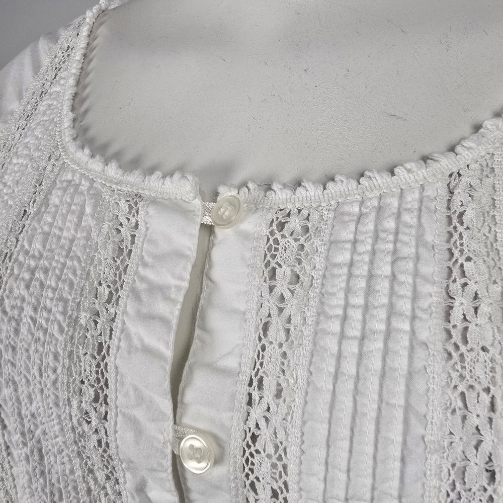 Vintage Higher State White Prairie Cottagecore Cotton Lace Dress Size L