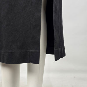 Vintage Spanner Imports Black Cotton Midi Dress Faux Lace-Up Side Slit Size S