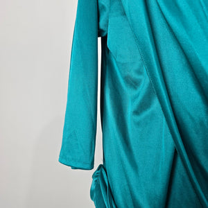 Vintage Jenny Teal Draped Glitter Evening Dress Formal Cocktail XL