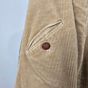 Vintage Meanwhile Beige Corduroy Dress Midi Pinafore Sleeveless Size 12