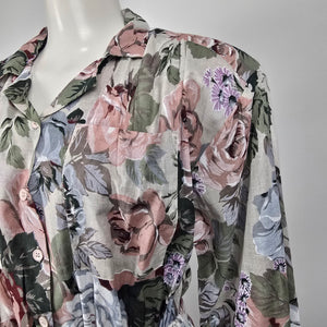 Kaiser Vintage Floral Fit & Flare Dress Cottagecore Belted Midi Dress Sz L/XL