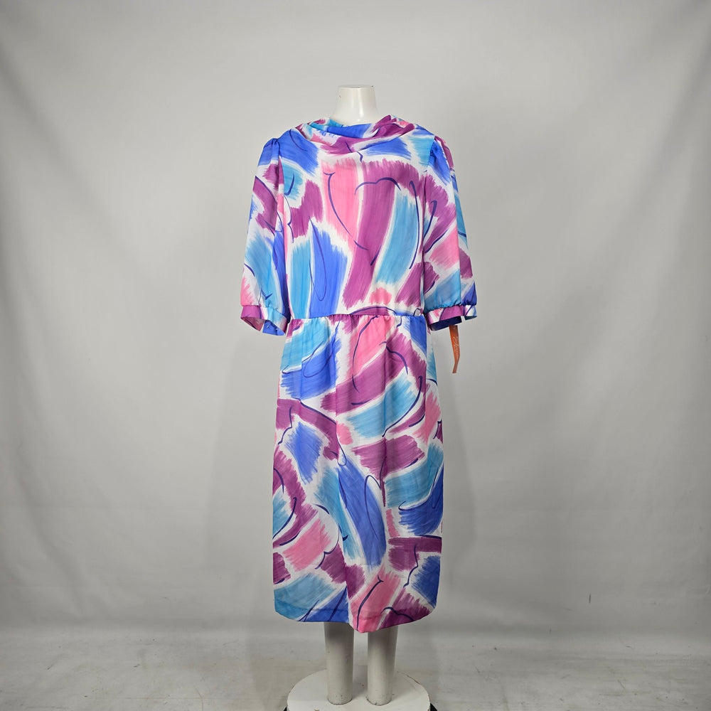 Vintage Jones Lady Abstract Print Midi Dress Size 12