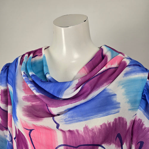 Vintage La Jones Lady Abstract Print Midi Dress Size L