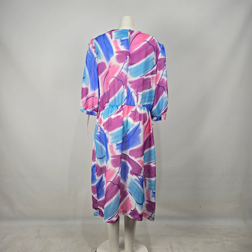 Vintage La Jones Lady Abstract Print Midi Dress Size L