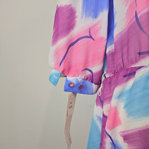 Vintage La Jones Lady Abstract Print Midi Dress Size L
