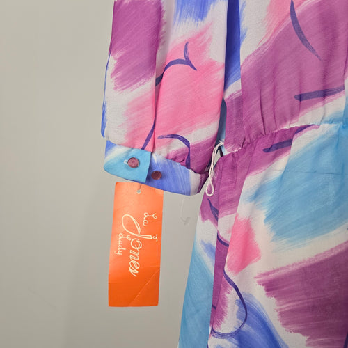 Vintage La Jones Lady Abstract Print Midi Dress Size L