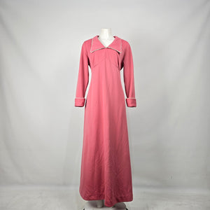 Parfait Vintage Pink Maxi Dress Long Sleeve Sailor Collar Size L-XL