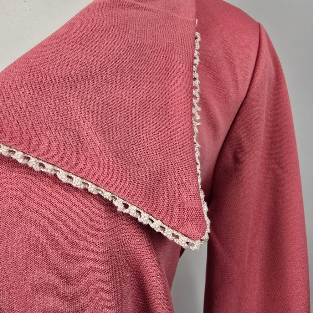 Parfait Vintage Pink Maxi Dress Long Sleeve Sailor Collar Size L-XL