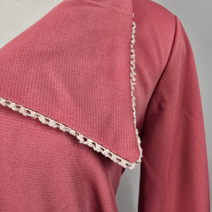 Parfait Vintage Pink Maxi Dress Long Sleeve Sailor Collar Size L-XL