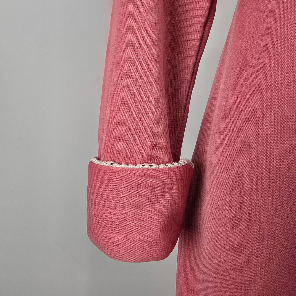 Parfait Vintage Pink Maxi Dress Long Sleeve Sailor Collar Size L-XL