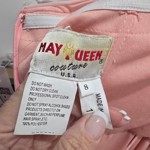 May Queen Couture Blush Pink Beaded Formal Dress Size 8