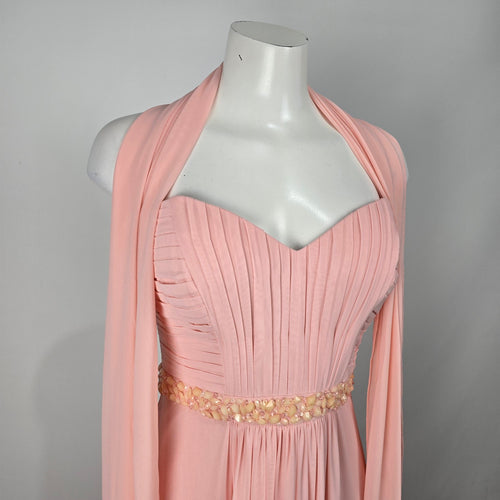 May Queen Couture Blush Pink Beaded Formal Dress Size 8