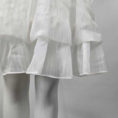 Vintage Soft White Puff Sleeve Midi Dress Romantic Bridal Size S
