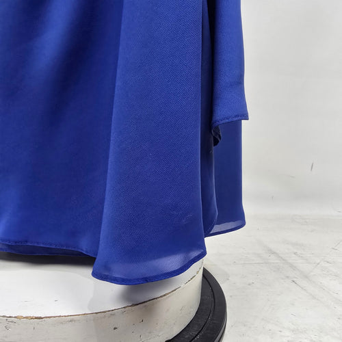 JJs House Royal Blue Ruched Chiffon Evening Gown with Shawl - S/M
