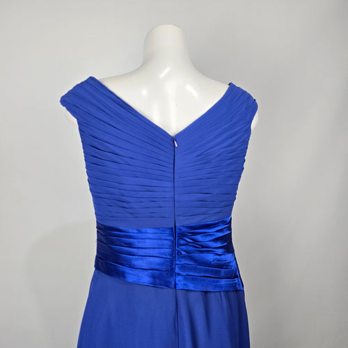 JJs House Royal Blue Ruched Chiffon Evening Gown with Shawl - S/M