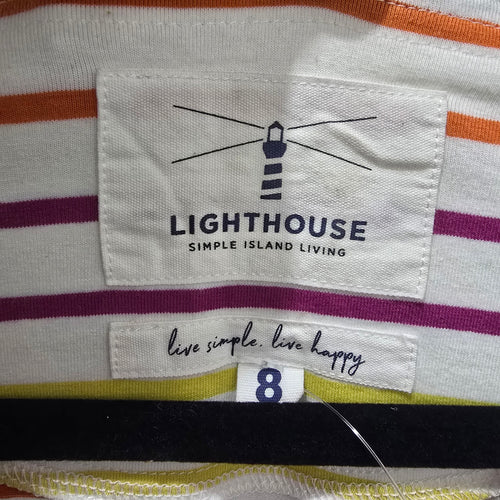 Lighthouse Lyla Rainbow Striped Cotton Blend Midi Dress Size 4