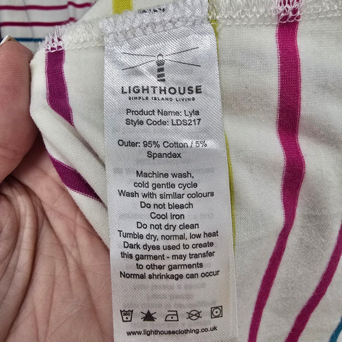 Lighthouse Lyla Rainbow Striped Cotton Blend Midi Dress Size 4