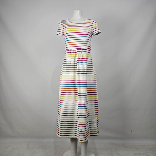 Lighthouse Lyla Rainbow Striped Cotton Blend Midi Dress Size 4