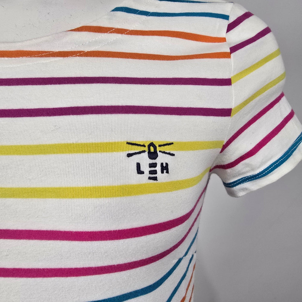 Lighthouse Lyla Rainbow Striped Cotton Blend Midi Dress Size 4