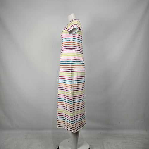 Lighthouse Lyla Rainbow Striped Cotton Blend Midi Dress Size 4