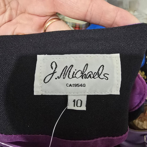 Vintage J. Michaels Women's Purple 2 Piece Dress & Cropped Jacket Size S