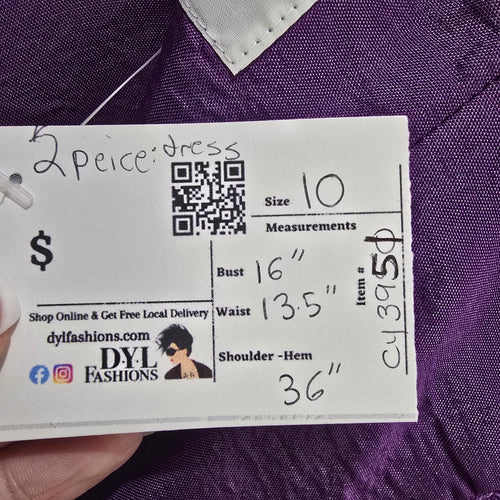 Vintage J. Michaels Women's Purple 2 Piece Dress & Cropped Jacket Size S