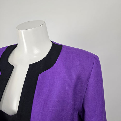 Vintage J. Michaels Women's Purple 2 Piece Dress & Cropped Jacket Size S