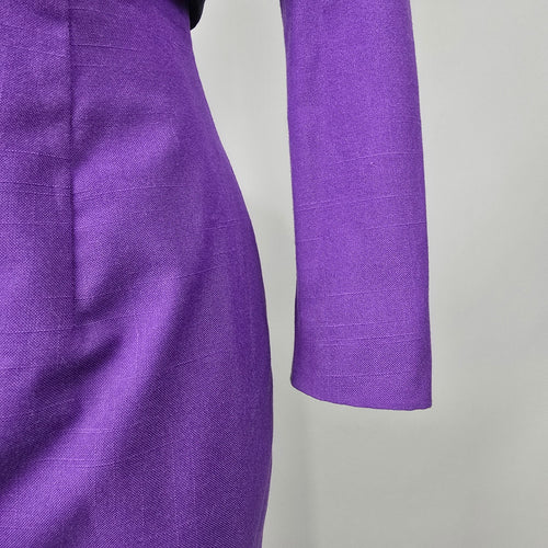 Vintage J. Michaels Women's Purple 2 Piece Dress & Cropped Jacket Size S