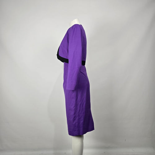 Vintage J. Michaels Women's Purple 2 Piece Dress & Cropped Jacket Size S