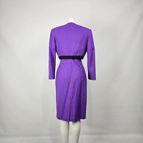 Vintage J. Michaels Women's Purple 2 Piece Dress & Cropped Jacket Size S