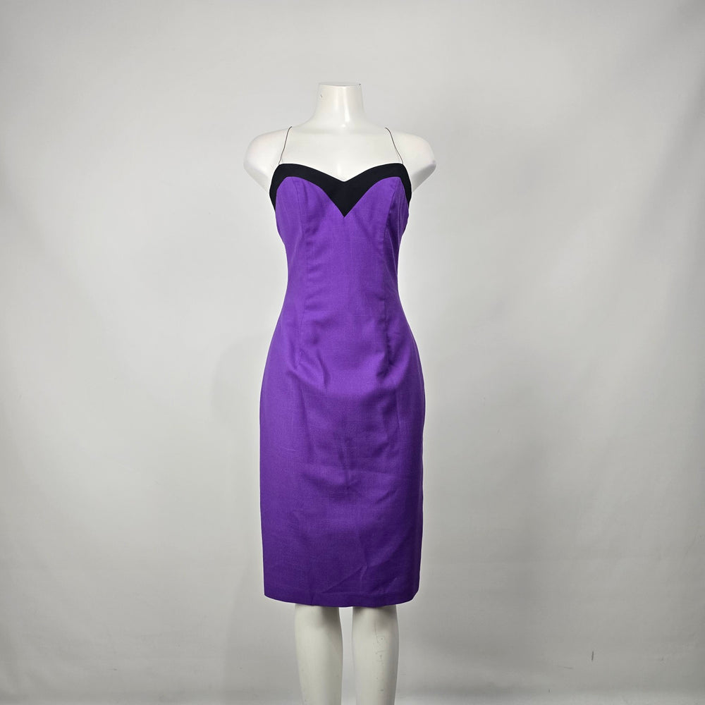Vintage J. Michaels Women's Purple 2 Piece Dress & Cropped Jacket Size S