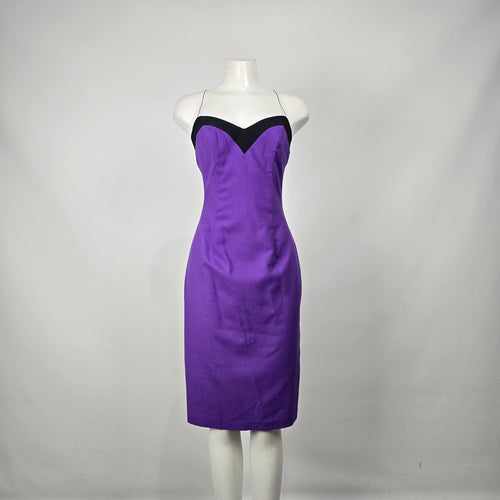 Vintage J. Michaels Women's Purple 2 Piece Dress & Cropped Jacket Size S