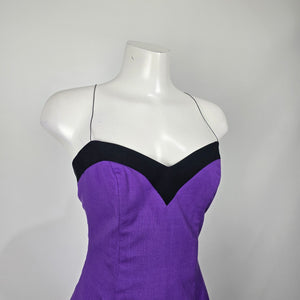 Vintage J. Michaels Women's Purple 2 Piece Dress & Cropped Jacket Size S