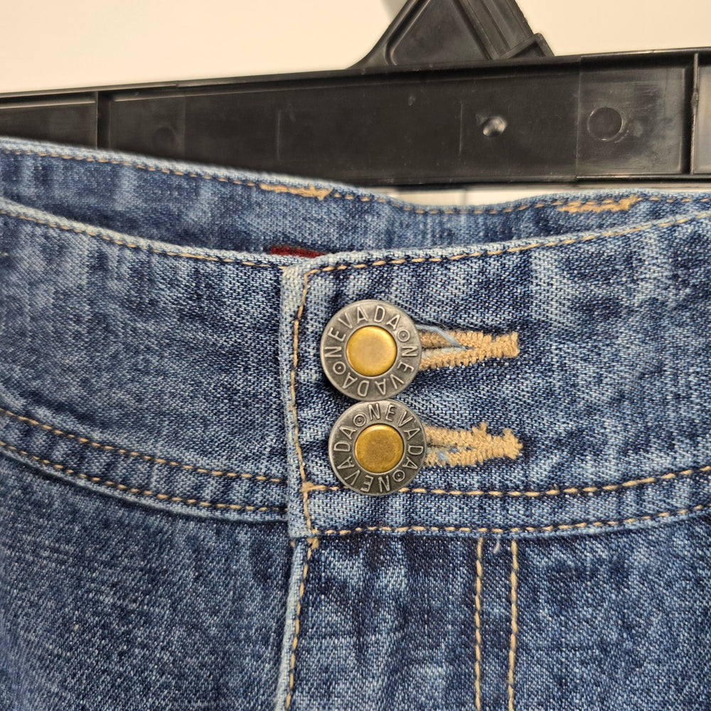 Nevada Women's Blue Denim Maxi Skirt Front Slit Size 12