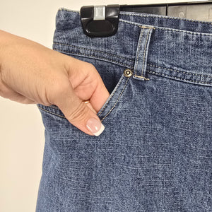 Nevada Women's Blue Denim Maxi Skirt Front Slit Size 12