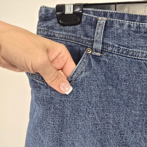 Nevada Women's Blue Denim Maxi Skirt Front Slit Size 12