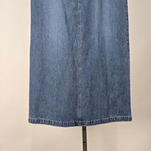 Nevada Women's Blue Denim Maxi Skirt Front Slit Size 12
