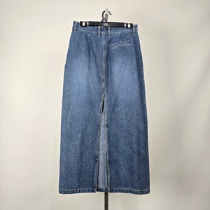 Nevada Women's Blue Denim Maxi Skirt Front Slit Size 12