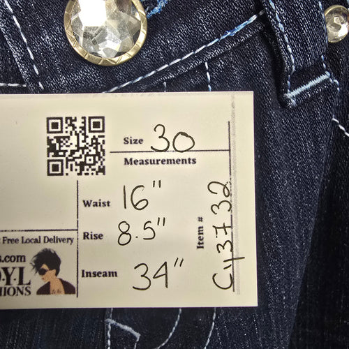 True Religion Women's Blue Ricky Straight Leg Jeans Size 30