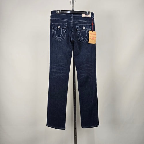 True Religion Women's Blue Ricky Straight Leg Jeans Size 30
