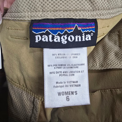Patagonia Rock Guide Hiking Shorts Khaki Outdoor Cargo Size 6