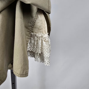 Mado et les Autres Khaki Asymmetrical Lace Trim Midi Skirt Size 10