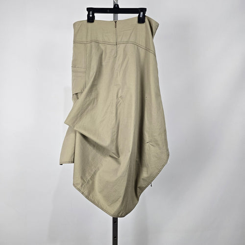 Mado et les Autres Khaki Asymmetrical Lace Trim Midi Skirt Size 10